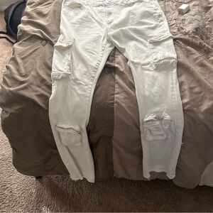 Stacked jeans 
White